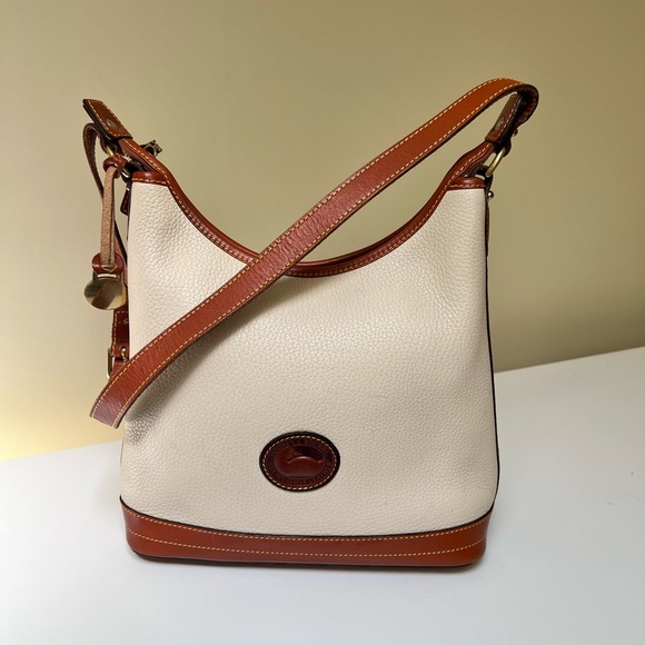 Dooney & Bourke Handbags - Dooney & Bourke VINTAGE Hobo Purse: British tan and bone leather bag